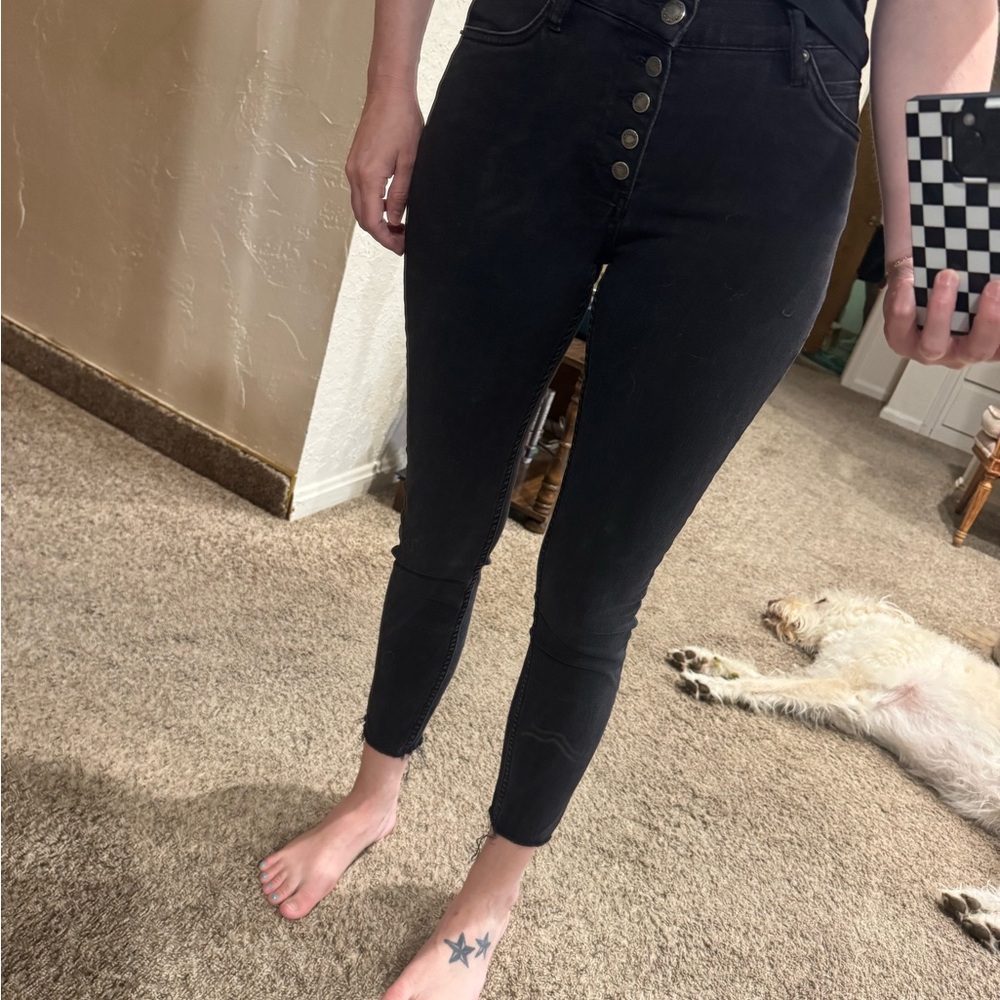 Free People Black High Rise Jeans Sleek Fit